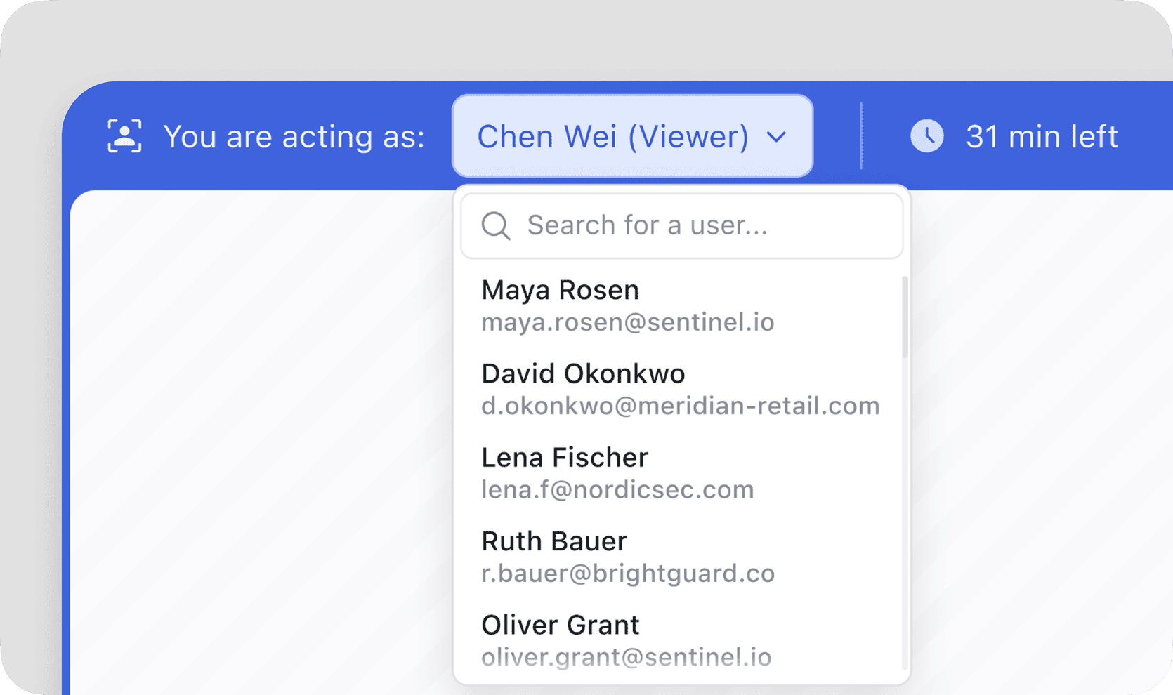 Impersonation session interface