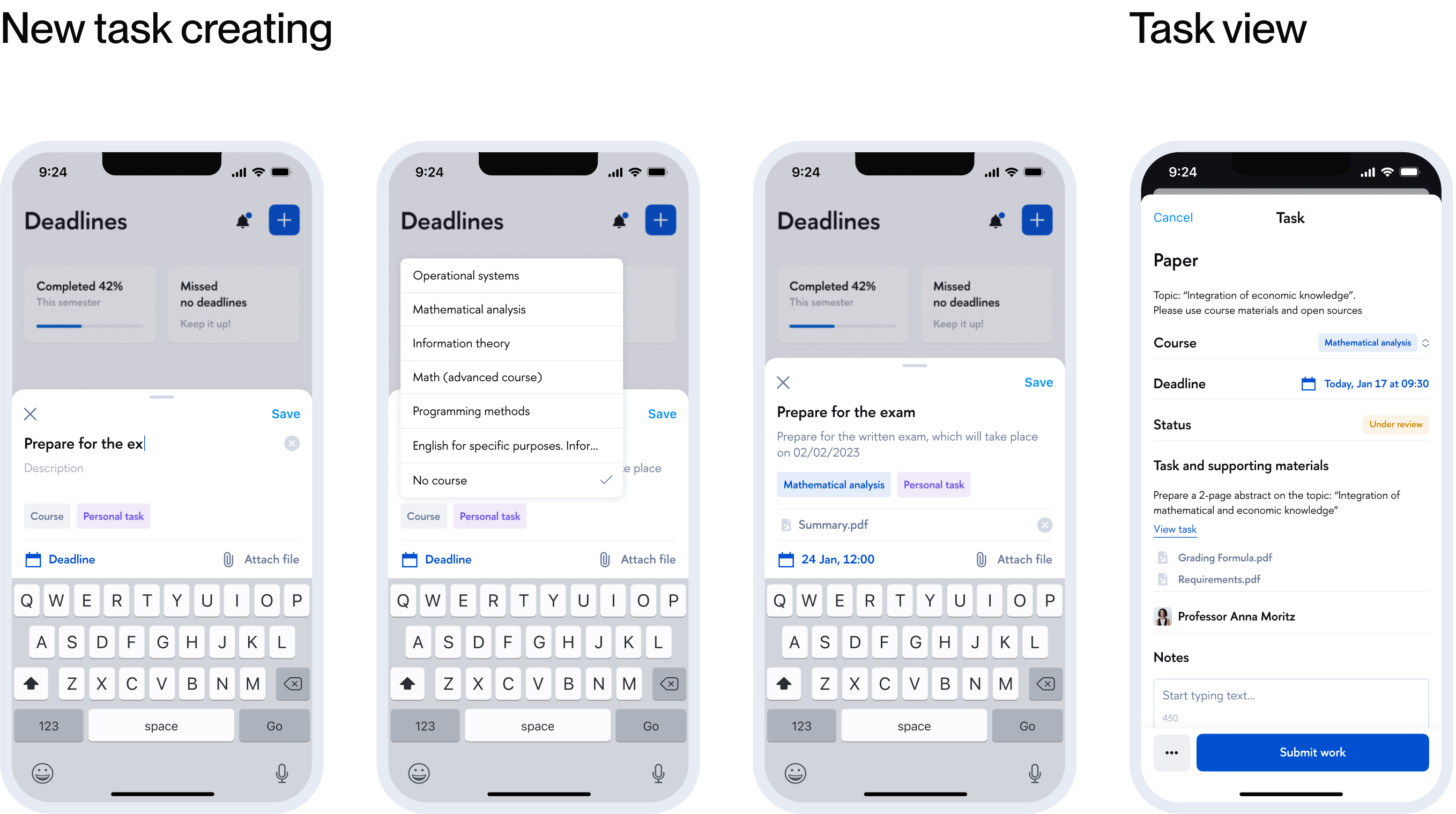 New tasks